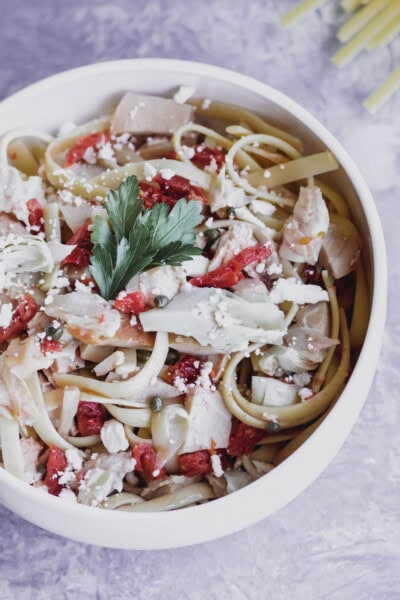 Mediterranean Chicken Pasta Salad With Feta Crumbles-1
