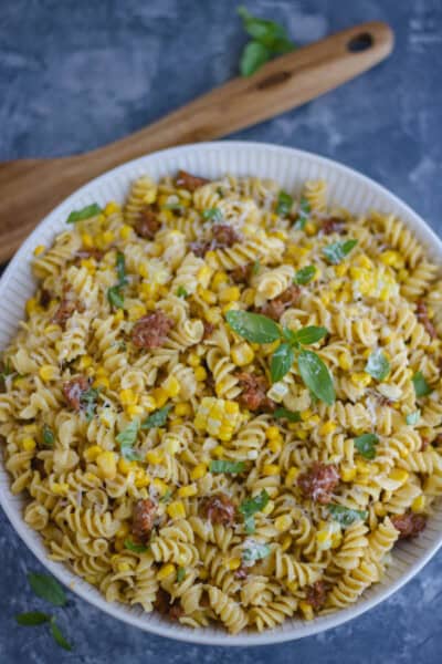 Creamy Rotini Pasta with Sweet Corn and Sausage-1