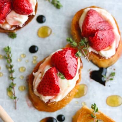 Honey-Thyme Roasted Strawberry Crostini - Blog-1