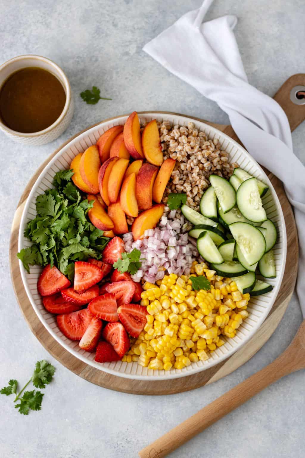 Peach Cilantro Farro Salad A Life Delicious